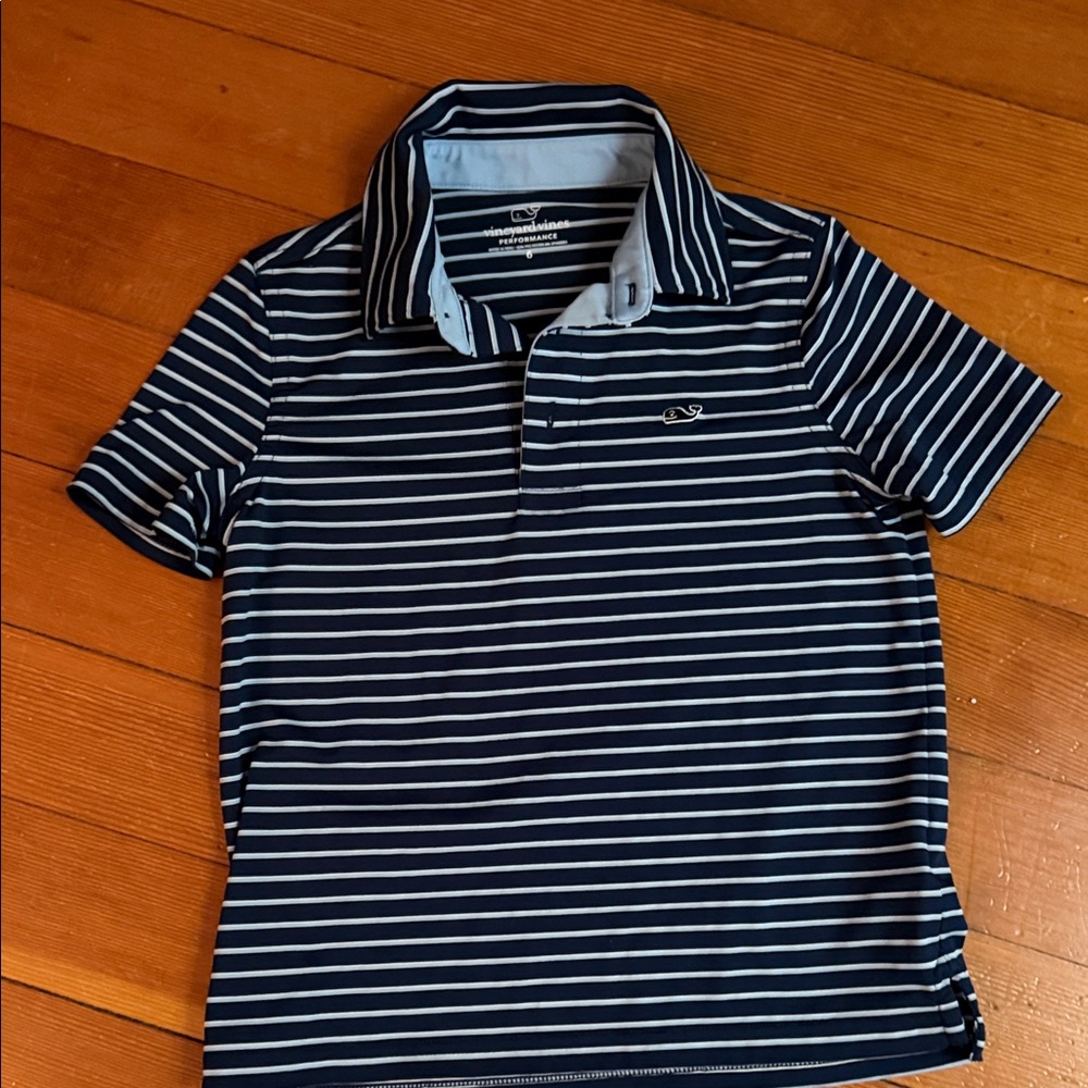 Vineyard Vines Navy & White Striped Kids Polo